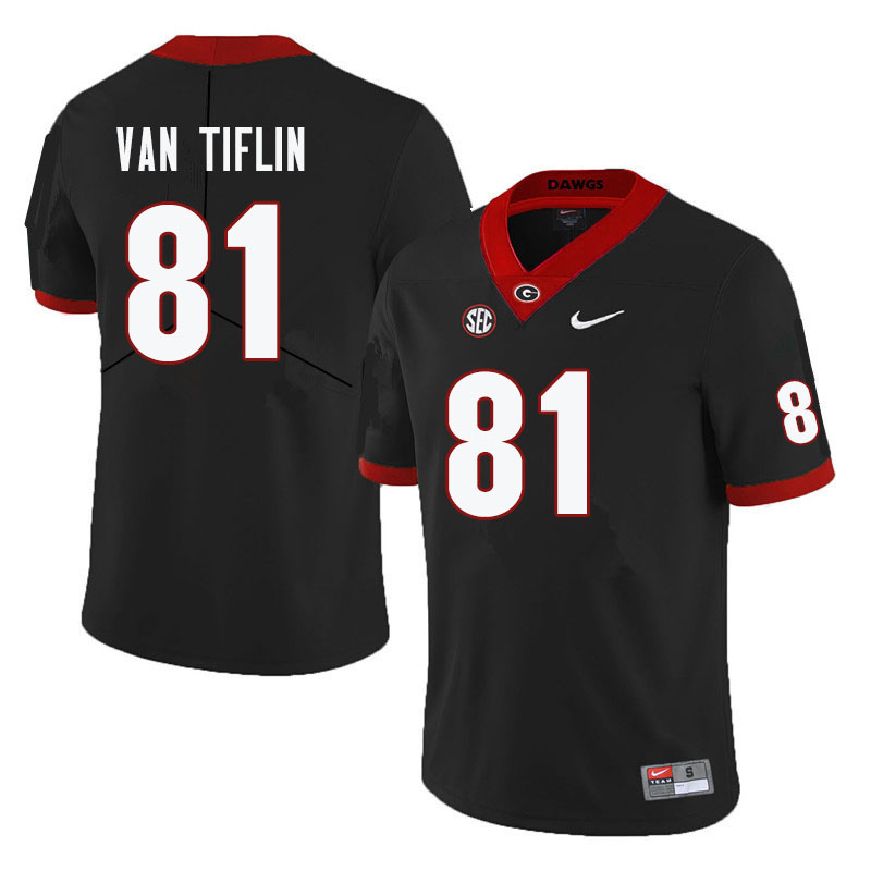 Men #81 Steven Van Tiflin Georgia Bulldogs College Football Jerseys-Black - Click Image to Close